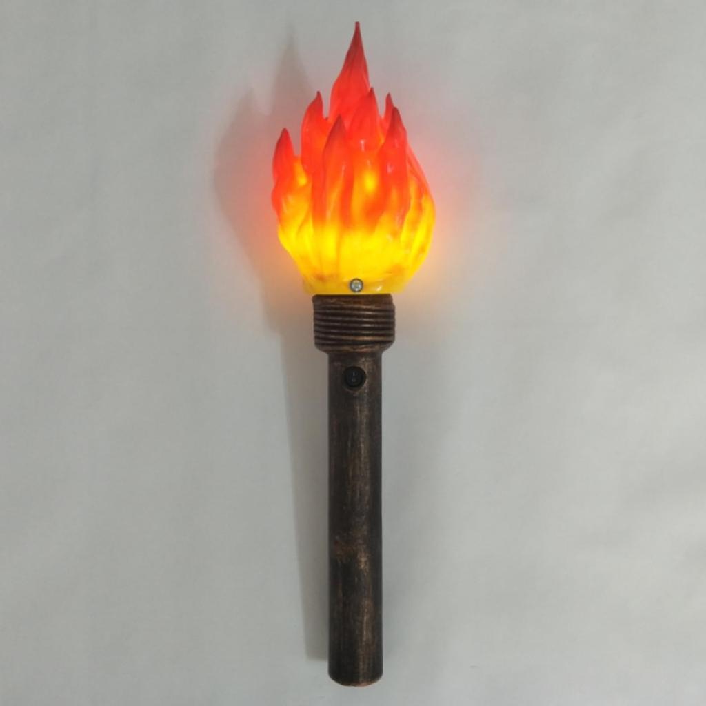 Handheld Torch Prop LED Light,18.05inch Long,Realistic Flame Torch For Games Themed Party Camping Halloween Easter,Resin Lampshade And Retro Handle