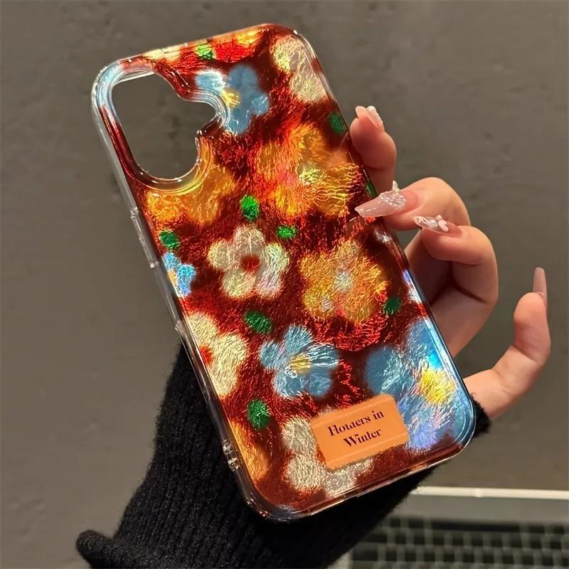 Perforated Vortex Shell IND Retro Small Flower Phone Case For iPhone 11 12 13 14 15 16 17 Pro Max XR X XS 7 8 16 Plus Soft Cover