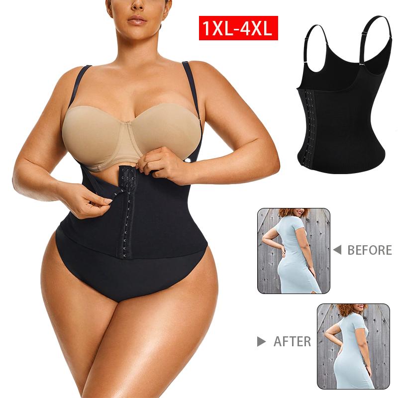 Women Plus Size Open Bust Corset Flat Belly Shaping Corset Front Hook Closure Underwear High Waist Trimmer Tummy Control Fajas
