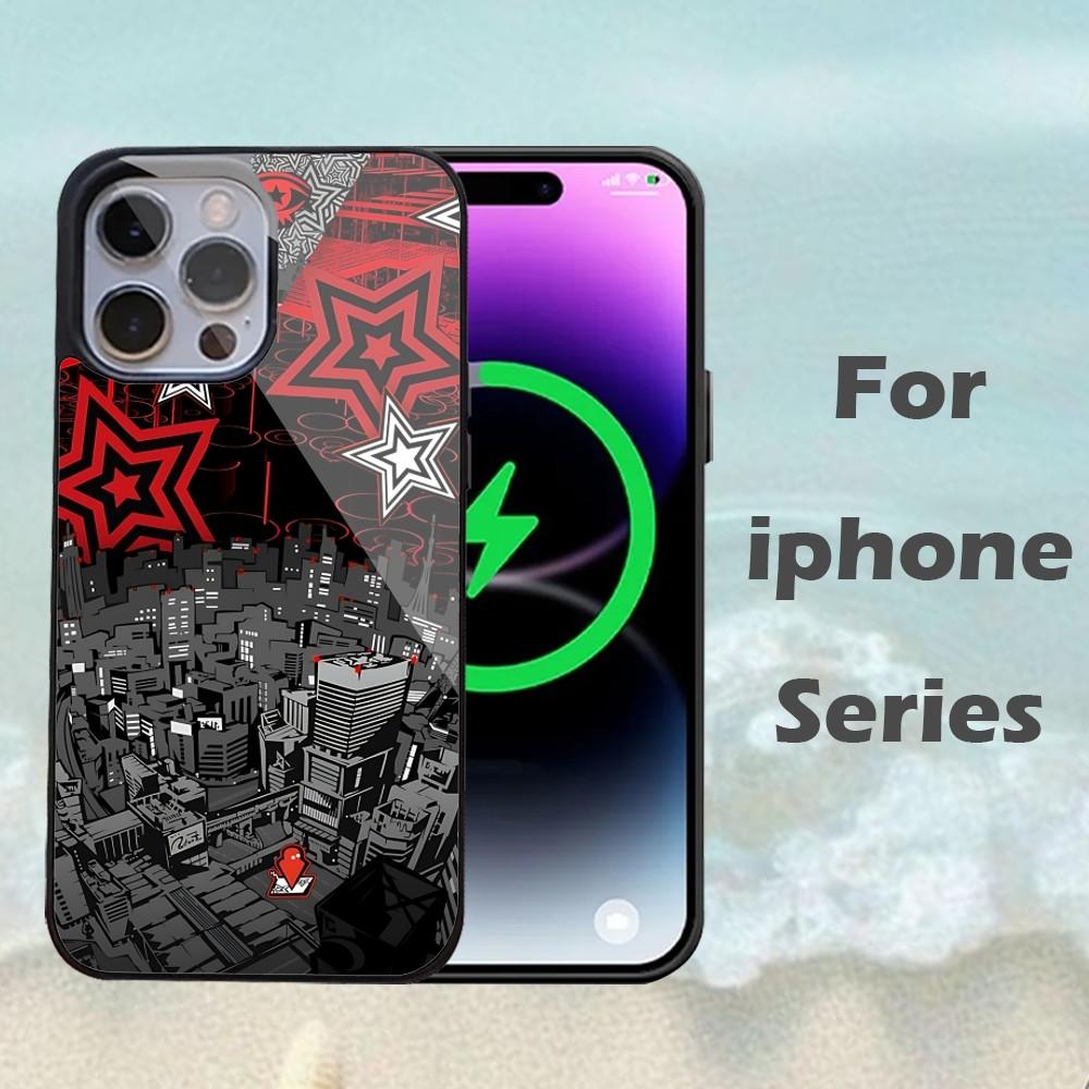 Чехол для телефона Persona 5 Аниме Для iPhone 16 15 14 13 Pro Max 11 12 Mini Зеркало Алекса Для беспроводной зарядки Magsafe Чехол