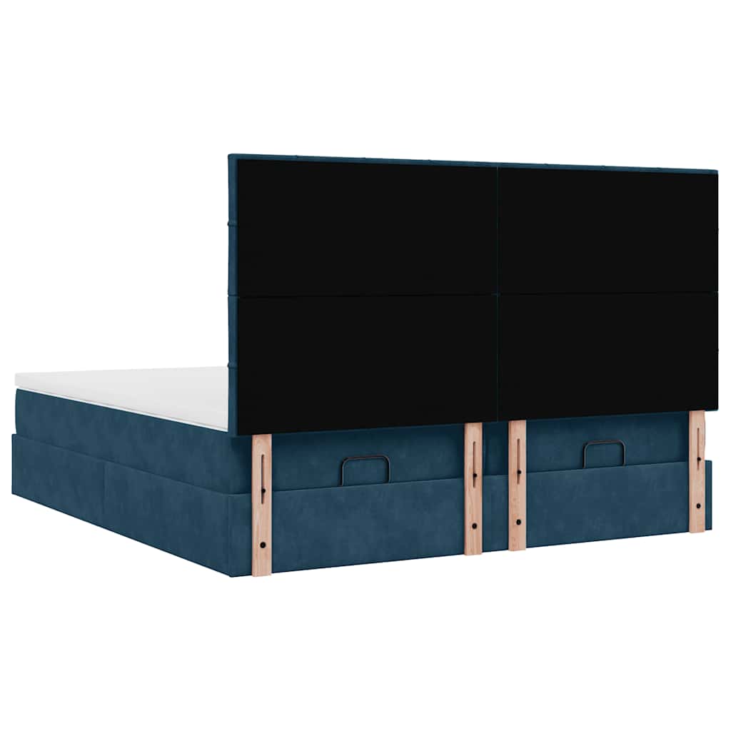 Ottoman Bed with Mattresses Dark Blue 200x200 cm Velvet