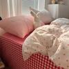 Cherry Blossom Town | In Vitality Girl Heart Cotton Double Yarn 1.8M Cotton Red Checked Sheet 4