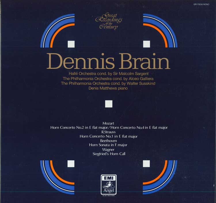 LP Record DENNIS BRAIN Great Recordings GR70036 ANGEL 1983 Japan Obi Classical Used