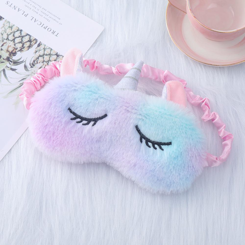 Очаровательная плюшевая маска для сна с ушками единорога из кроличьего меха