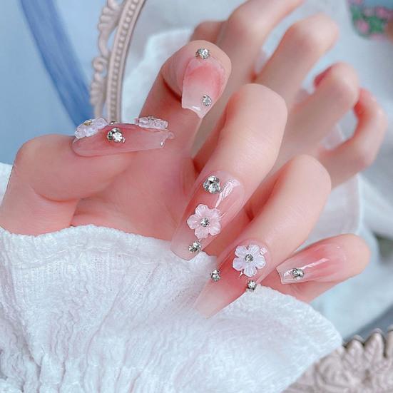 30Pcs/Pack Flower Lovely Charms Colored Shiny Rhinestones Nail Resin Craft DIY Nail Art Accessories 3D