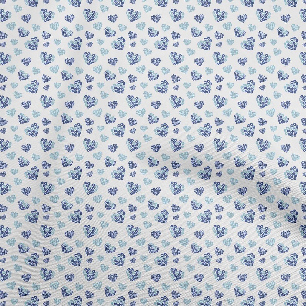 oneOone Cotton Flex Blue Fabric Valentine Heart Sewing Material Print Fabric By The Yard 40 Inch