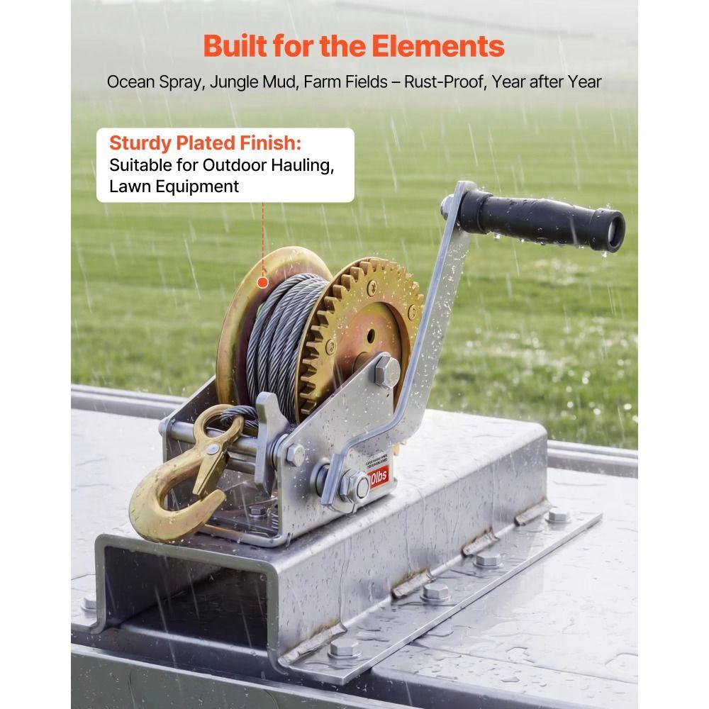 Two-Way Ratchet Manual Winch Self-locking Boat Winch Fixed Winch Cable Hoist Boat Towing