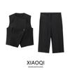 Fashion Style 2024 Autumn New Women's Clothing Easiest for Match Double Breasted Sleeveless Round Neck Vest High Waist Shorts 8843298