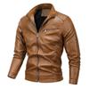 PU Leather Jacket Autumn and Winter New Men's Locomotive Fleece Leather Jacket Youth Casual Large Size Jacket