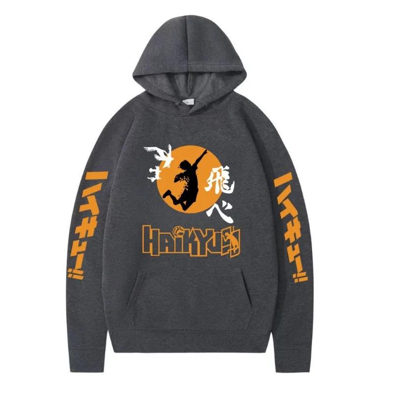 Японская анимация Haikyuu Принтованное мужское худи Брендовое худи Y2K Одежда Винтажная мода Унисекс Пуловеры с длинным рукавом