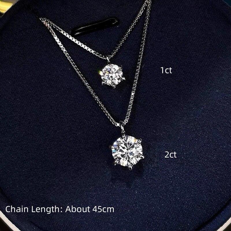 Ожерелье с муассанитом, сертифицированное GRA, 2 карата для женщин, цвет D, подвеска VVS1, стерлинговое серебро 925 пробы, подарки для свадебной вечеринки, ювелирные изделия премиум-класса