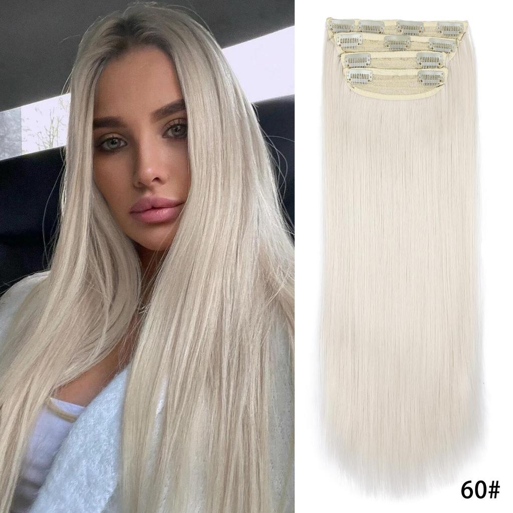 Black Hair Extensions For Women 20 Inch Synthetic Clip In Hair Extensions 4Pcs/Set Thick Hairpieces Straight Fiber Hairpieces