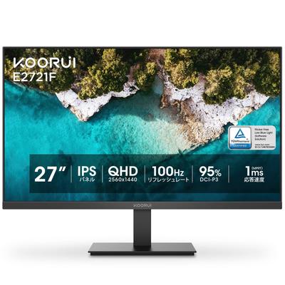 Монитор KOORUI 27 дюймов WQHD 100 Гц 1 мс Дисплей IPS AdaptiveSync Регулировка режима света 95%DCI-P3 DP/HDMI/Синий карт/VESA/Игровой (FPS/RTS)/Наклон