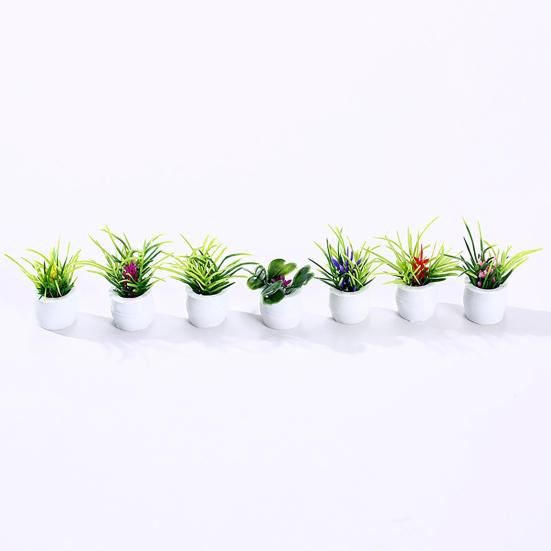 1 Set Potted Plant Statue DIY Weather-resistant PVC Delicate Detail Mini Flower Miniature Home Decor