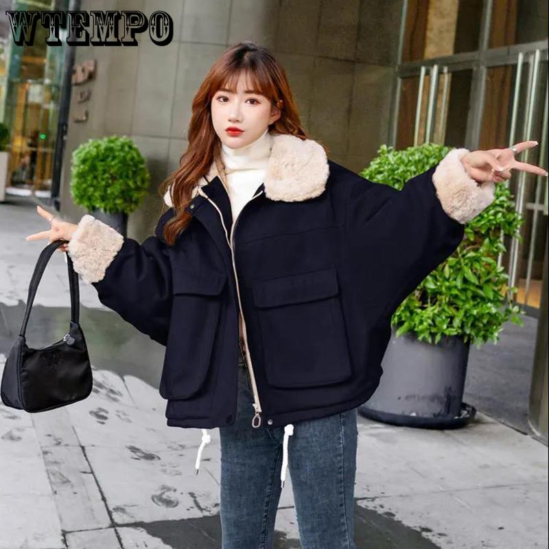 Плюс бархатное толстое зимнее пальто женское свободное хлопковое пальто плюс бархатная поло с вырезом для сохранения тепла и комфорта мягкая женская хлопковая куртка