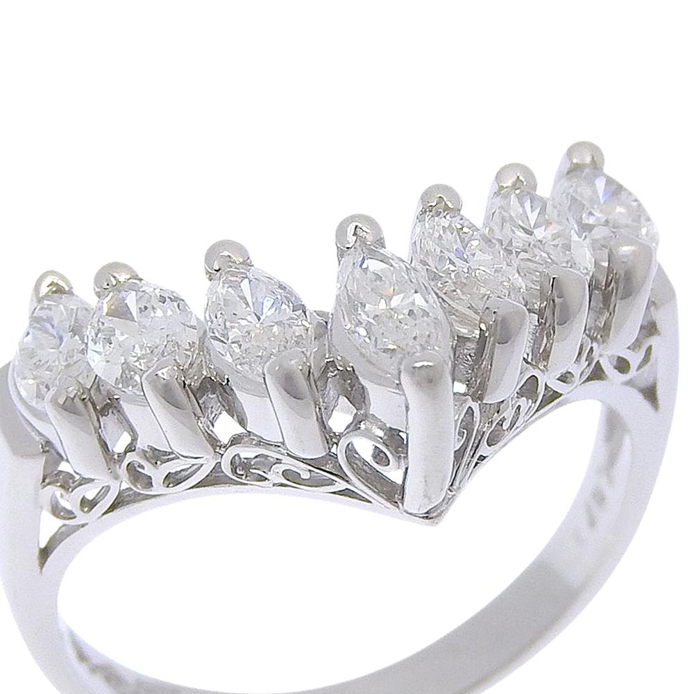 Ring Pt900Platinum/diamond #5.8(US Size) 5.5g Women Used