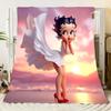 Betty Boop Cartoon Throw Blanket - Stylish and Cozy Soft Fleece Blanket Featuring Iconic Betty Boop with Curly Dark Hair and Sur
