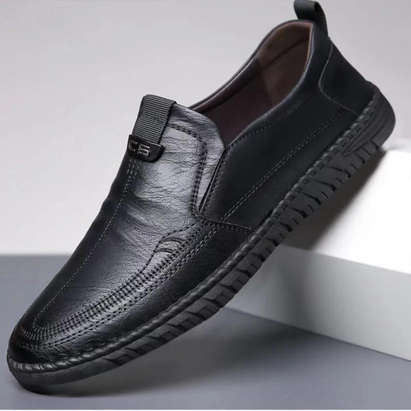 2024 New High Quality Outdoor Comfortable Fashion Soft Classic Driving Non-slip Flats Handmade Men Cowhide Leather Casual Shoes