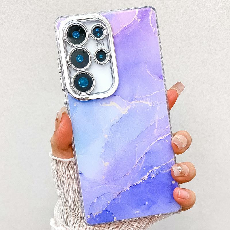 Подходит для нового чехла для мобильного телефона Samsung S25 Ultra S24plus с двухсторонним покрытием Imd, гальванизированного мрамора, чехол A55