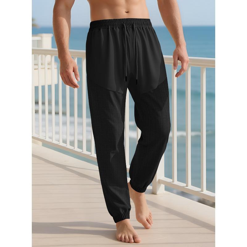 Льняные брюки на кулиске летние свободные домашняя одежда удобные дышащие тонкие спортивные повседневные брюки мужские