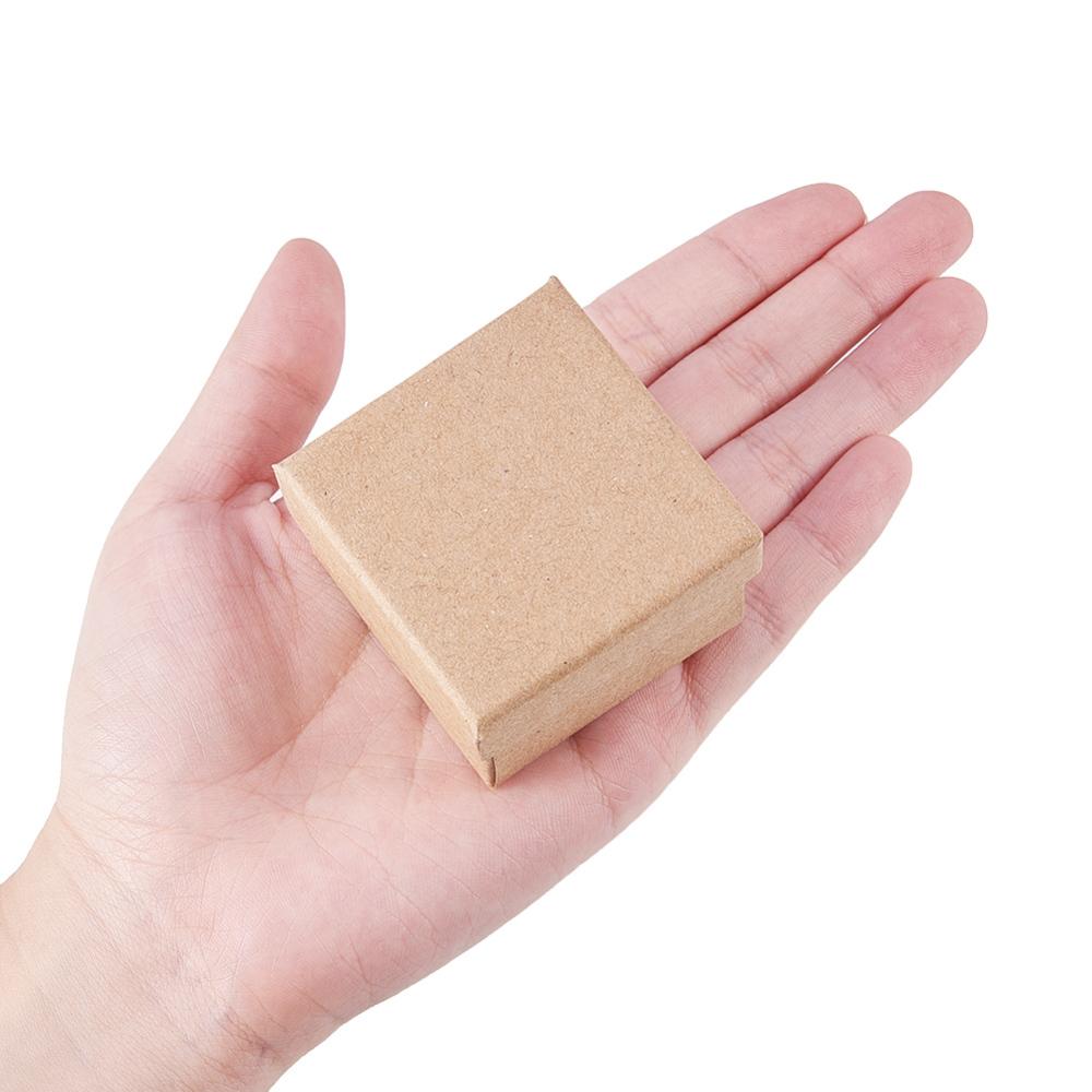 24pcs Cardboard Jewelry Boxes for Ring Square Tan 5x5x3.2cm