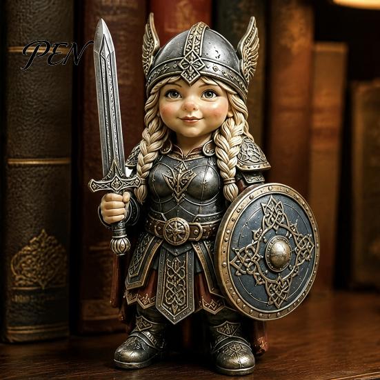 Устойчивые к погодным условиям садовые украшения, Фигурка воина-гнома викинга, Nordic Dwarf Statue из смолы, Декоративные статуэтки, Солдатский орнамент для помещений