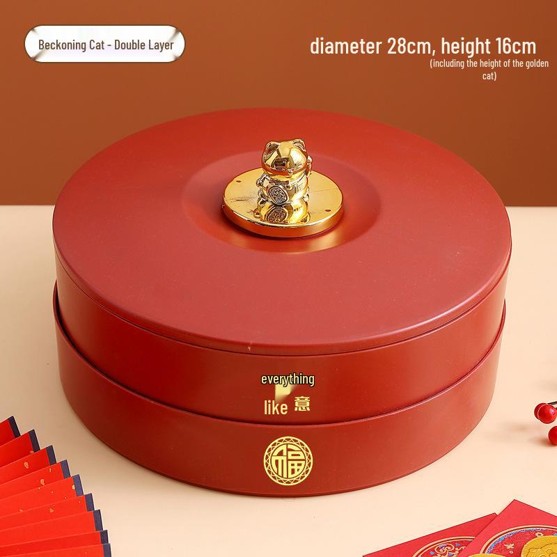 Тарелка для закусок в китайском стиле к Новому году 2025: Многоярусная подставка для фруктов, конфет и орехов для журнального столика и гостиной.