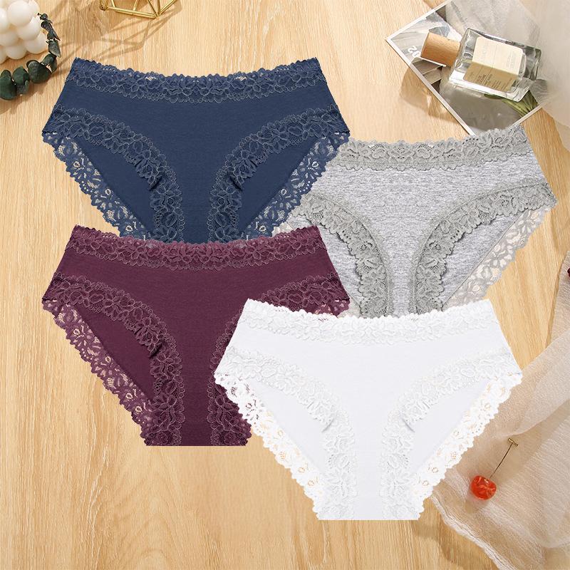 4 шт./компл. женские хлопковые трусики 5 цветов S-XL трусы сексуальные кружевные цветочные трусы женские удобные эластичные нижнее белье