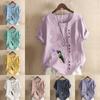 Women's Fashion Bird Prined Round Neck Short Sleeve T-shirt Casual Cotton Linen Graphic Shirt Leisure Loose Summer Blouse Tops