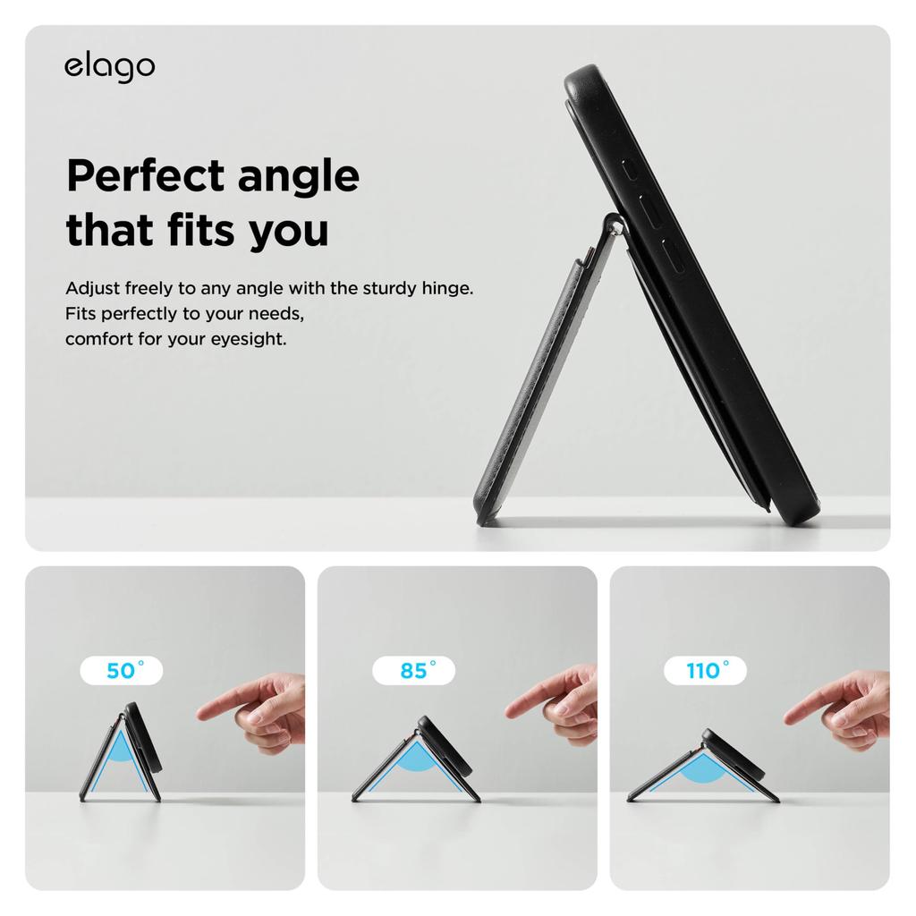 Elago Магнитный кошелек Кошелек из синтетической кожи с держателем для карт MagSafe и карманом для хранения карт с iPhone и подставкой, Черный, Тонкий, Антимагнитный,