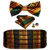 Barry.Wang Mens Cummerbund Belt and Bowtie Set Silk Pre Bow Tie Hanky Cufflink Set