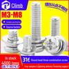 316 Stainless Steel Half Round Head Cross Slot Combination Screws, Pan Head M3/M4/M5/M6