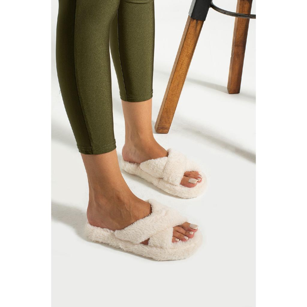 Женские домашние тапочки с пушистой крестообразной моделью, домашние тапочки для девочек, тапочки в приданое, нескользящая подошва