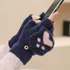 Commander's Half Finger Flip Revealing Cute Cat Claws Winter Warm and Velvet Thickened Unisex Gloves