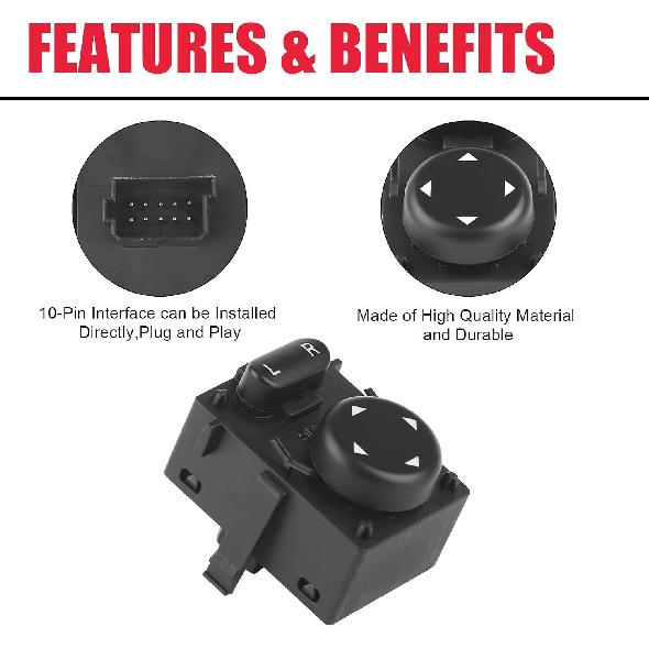 Front Driver Side Heavy Duty Power Mirror Switch Fit for 2007-2017 Freightliner Cascadia Replace# 901-5202 15829700SR DTL15829700