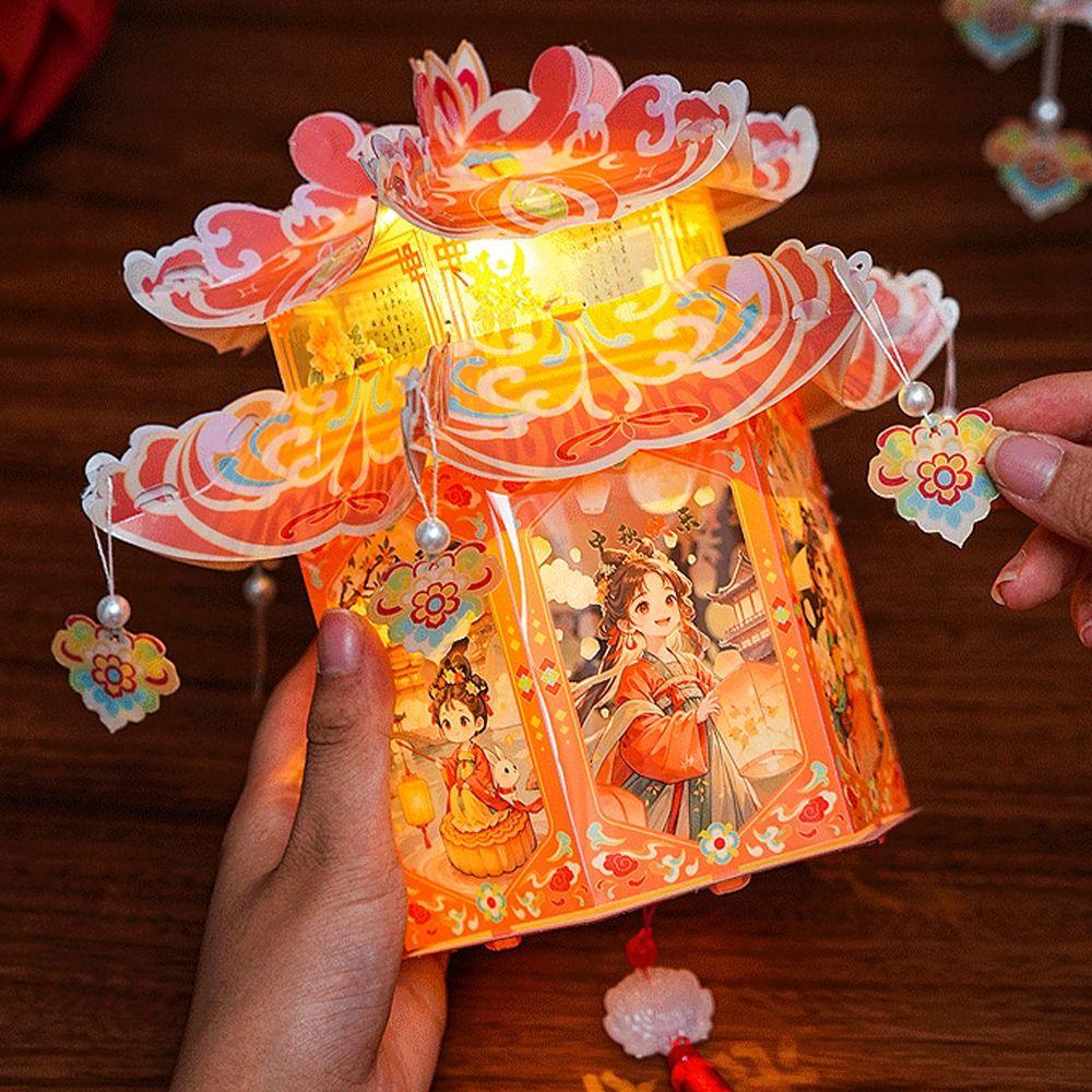 PVC Bunny Lantern Kit Glowing Luminous Lantern Children Toy Handheld Lantern Home Decor