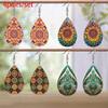 Boho Style Colorful Mandala Pattern Artificial Leather Earrings Double Sided Pattern Design Teardrop Earrings