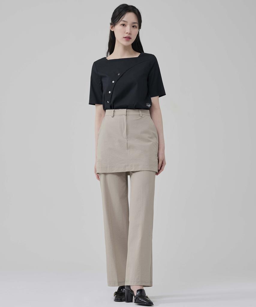 HYEYEONG KIM Nylon Skirt Layered Trousers - Beige