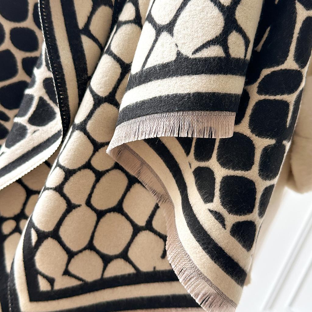 Retro High-End Textured Imitation Cashmere Scarf For Women, Thickened In Autumn And Winter, Warm, Windproof And Cold-Resistant, Student Scarf Shawl