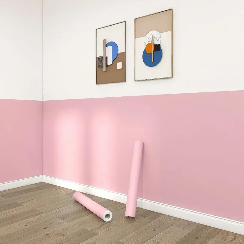 Корея Розовые Водонепроницаемые Обои Самоклеящиеся Для Дома Спальни Комнаты в Общежитии Наклейки на Стену Утолщенные Клеящиеся Для Стола Шкафа Ремонт