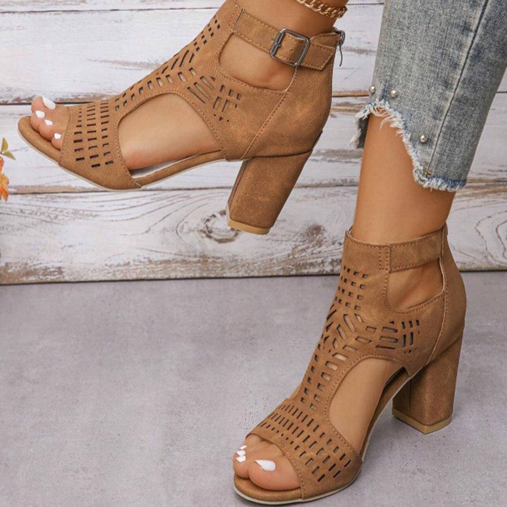 Летние винтажные босоножки на толстом каблуке для женщин, удобные офисные туфли на молнии для женщин, большой размер 43