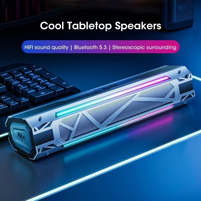 Оригинальная Bluetooth-колонка для компьютера Niye, USB, проводная 5.3, компьютерная колонка 4D, 360-градусный объемный звук, сабвуфер, домашнее аудио, RGB-подсветка