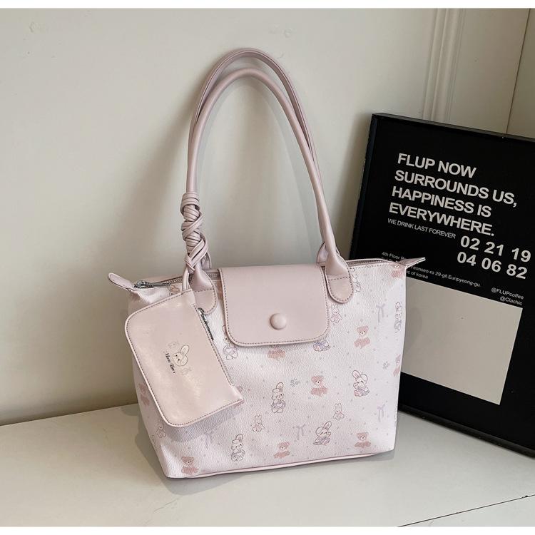 Retro Commuter Large-capacity Bag Women's 2025 New Niche Design Shoulder Bag Sweet and Cute Printed Tote Bag