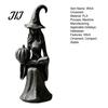 Black Gray Resin Look Sculpture Pumpkin Witch Ornament, Halloween Gothic Style Tabletop Figurine, Retro Lightweight Easy Storage Figurine PLA
