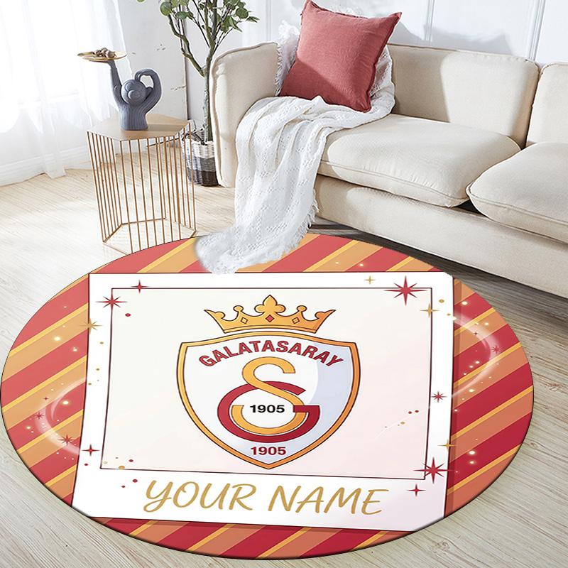 Custom Name Galatasaray2 Round Area Rug,Carpet Rug for Living Room Bedroom Sofa Playroom Decor,Non-slip Floor Mat