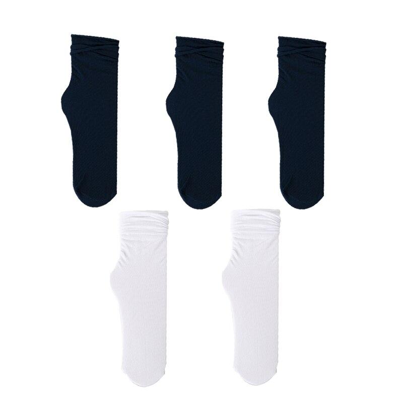1/5 Pairs Women Ice Thin Loose Socks Calf Tube Socks Summer Purple Knee Nylon Socks Japanese Fashion College Style Solid Color