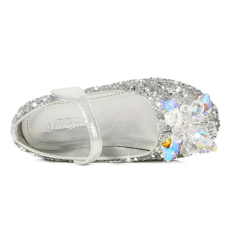 Детские туфли с кристаллами для девочек среднего и большого размера, кожаные туфли для детей, блестящие, расшитые пайетками, свадебные туфли для девочек, туфли на плоской подошве