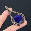 Lab-Created Blue Sapphire Gemstone Pure Copper Wire Wrapped Handmade Pendant Jewelry For Her