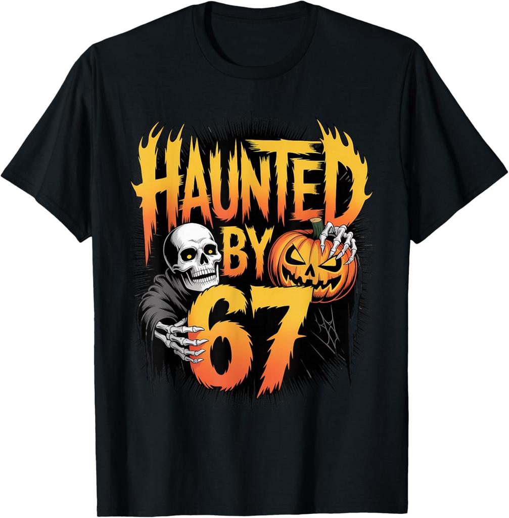 Haunted by 67 Skeleton Pumpkin Halloween Meme Unisex T-Shirt