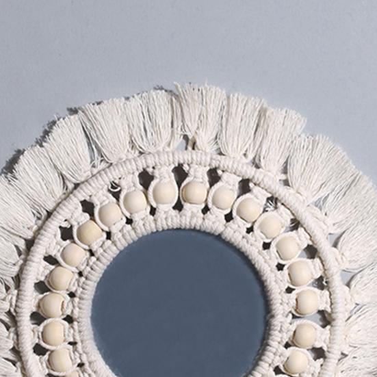 Space Saving Wall Decor Beautiful Round Macrame Fringe Round Boho Mirror Hanging Mirror